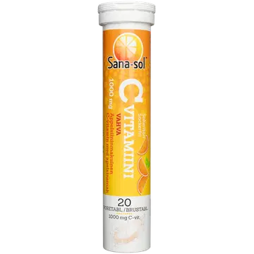 Sana-Sol suhkruvaba apelsinimaitseline kihisev C-vitamiin 20 tk 1000 mg