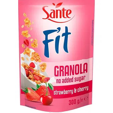 Sante fit granola maasika-kirsi, ilma lisatud suhkruta 300g