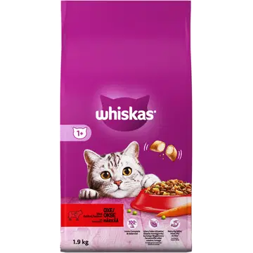 Whiskas 1+ kuiv kassitoit veiselihaga 1,9kg