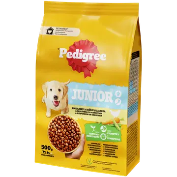 Pedigree kuivtoit kutsikatele kodulinnu ja köögiviljadega, Junior 500 g
