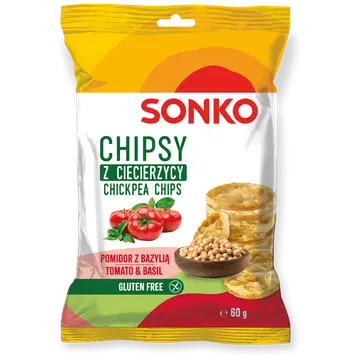 Sonko kikerhernekrõpsud tomati ja basiiliku maitseline 60g
