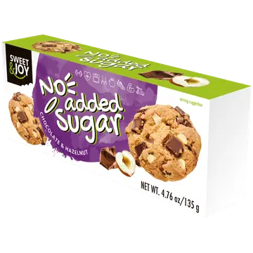 Sweet & Joy küpsised šokolaadi ja sarapuupähklitega 135g, ilma lisatud suhkruta