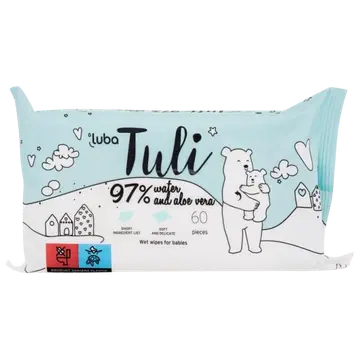 Tuli niisked beebisalvrätid 97% vesi, aloe 60 tk