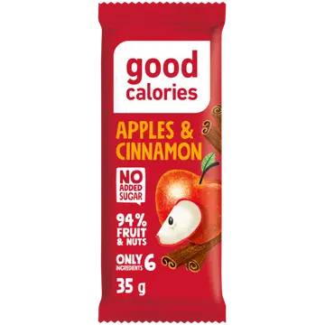 Energia datlibatoon GOOD CALORIES kuivatatud õunte, india pähklite ja kaneeliga , 35g