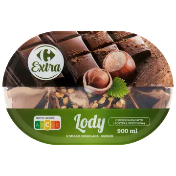 Carrefour Extra Šokolaadi-Pähklimaitseline Jäätis 900 ml