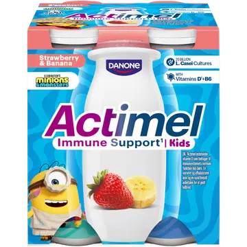 Actimel Maasika ja banaani jogurtijook L. casei Danone ning B6 ja D vitamiinidega 4x100g