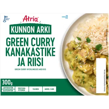 Atria Kunnon Arki kana rohelise karrikastme ja riisiga, 300 g