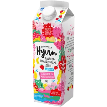 Juustuportti Hyvin suhkruvaba jogurt maasika-vaarika laktoosivaba 1kg