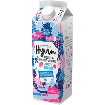 Juustoportti Hyvin mustika-maasika-vaarikajogurt, laktoosivaba, 1 kg