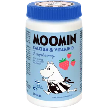Moomin muumi multivitamiinid Kaltsium &D-vitamiin vaarikamaitselised 90 tabletti