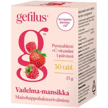 Gefilus C-vitamiini vaarika-maasikamaitselised närimistabletid piimhappebakteritega 30 tk 13 g