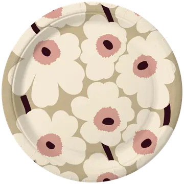 Papptaldrikud Marimekko Unikko beež roosa 18cm