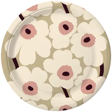 Papptaldrikud Marimekko Unikko beež roosa 22cm