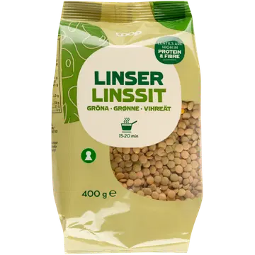 Coop kuivatatud rohelised läätsed 400g