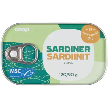 Coop sardiinid päevalilleõlis 120/90 g
