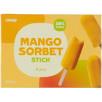 Coop Mangosorbeti jäätisepulk 6 tk 300 g/ 300 ml