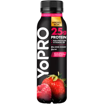 Yopro proteiiniga joogijogurt maasika ja vaarikaga, laktoosivaba, 300 g