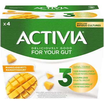 Danone Activia mangojogurt, 4 x 125 g (500 g)