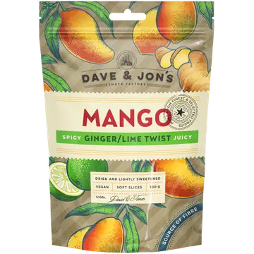 Dave&Jon's kuivatatud mango ingveri ja laimiga 100g