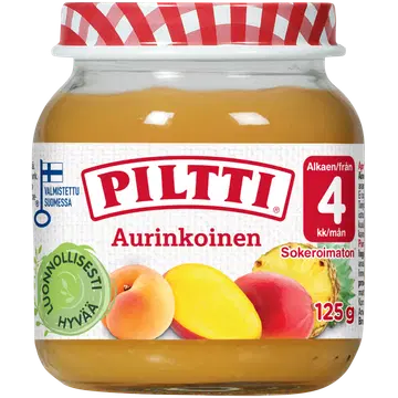 Piltti puuviljapüree lastele mango, aprikoosi ja ananassiga 125 g, alates 4-elukuust