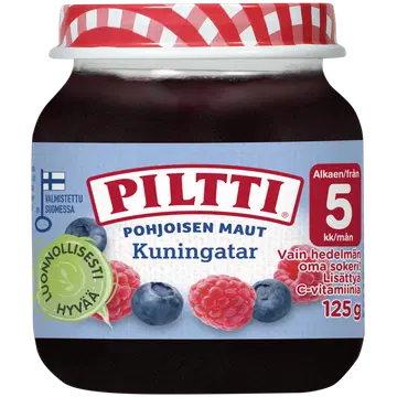 Piltti mustika-vaarika püree 125 g, alates 5-elukuust