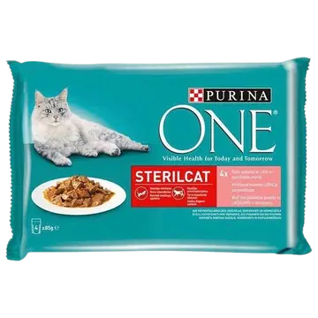 Purina One kiisueine Steril lõhe-porgandiga 4x85g