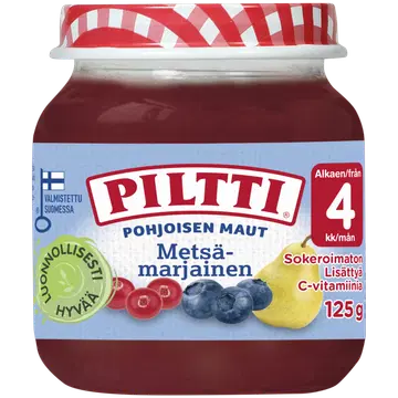 Piltti metsamarja-puuviljapüree lastele 125 g, alates 4-elukuust