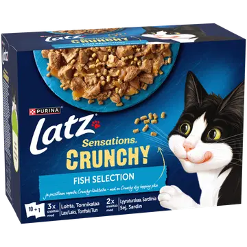Latz Crunchy kassitoiduvalik kalaga 10x85g+40g