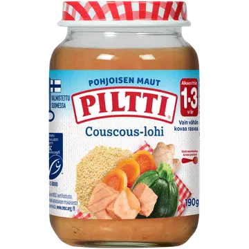 Piltti kuskuss lõhega 190g, alates 1-eluaastast