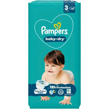 Pampers Baby Dry teipmähkmed S3, 6-10kg, 52 tk