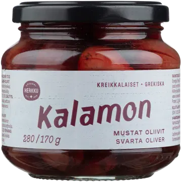 Herkku kalamon kreeka mustad oliivid 280 g/170 g