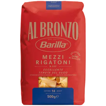 Barilla Al Bronzo durumnisust pasta rigatoni, 500 g