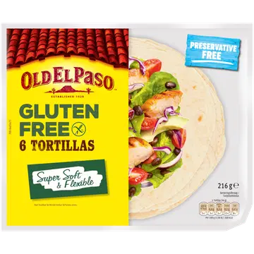 Old El Paso gluteenivabad tortiljad 6 tk, 216 g