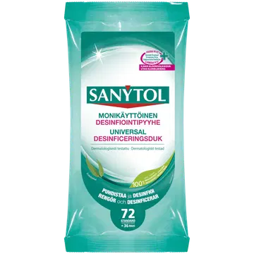 Sanytol niisutatud puhastuslapid, desinfitseerivad 72tk