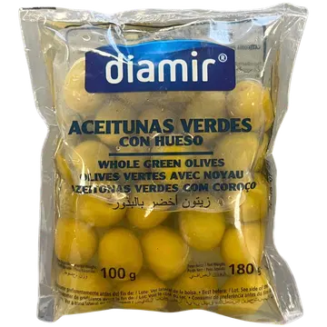 Diamir rohelised oliivid kividega plastikkotis 200gr