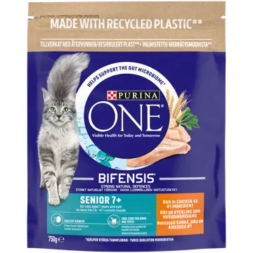 Purina One Senior kuiv kassitoit kanaliha ja täisteraviljadega 750g