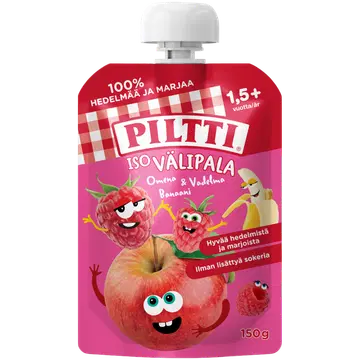 Piltti õuna-vaarika-banaanipüree 150g, alates 2-eluaastast