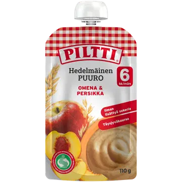 Piltti õuna-virsiku puder 110g, alates 6-elukuust