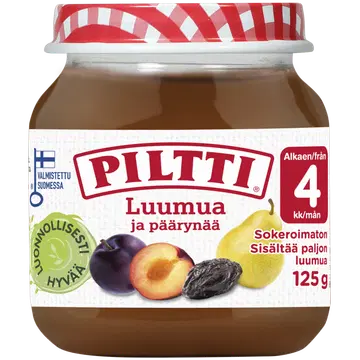 Piltti ploomi-pirnipüree 125g, alates 4-elukuust