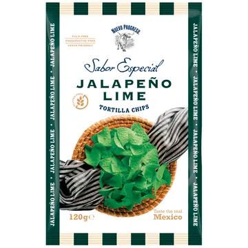 Nuevo Progreso jalapeno ja laimi maitselised maisikrõpsud 120 g