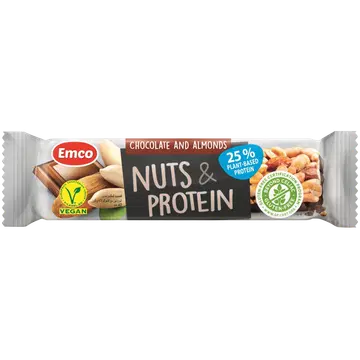 Emco gluteenivaba pähkli- ja proteiinibatoon šokolaadi ja mandlitega 40g