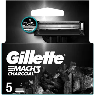 Varuterad Gillette Mach 3-tera Charcoal 5tk