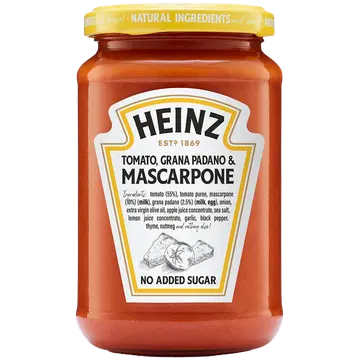 Heinz mascarpone ja grana padano juustuga maitsestatud pastakaste 350 g