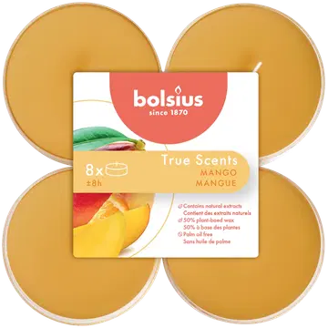 Bolsius 8 lõhna-teeküünalt Maxi 8h Mango True