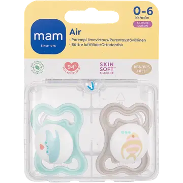 MAM Air silikoonist lutt 0-6k, 2 tk