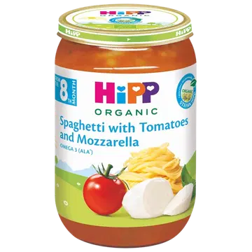 HiPP spagetid tomatite ja mozzarellaga öko 8.k 220g