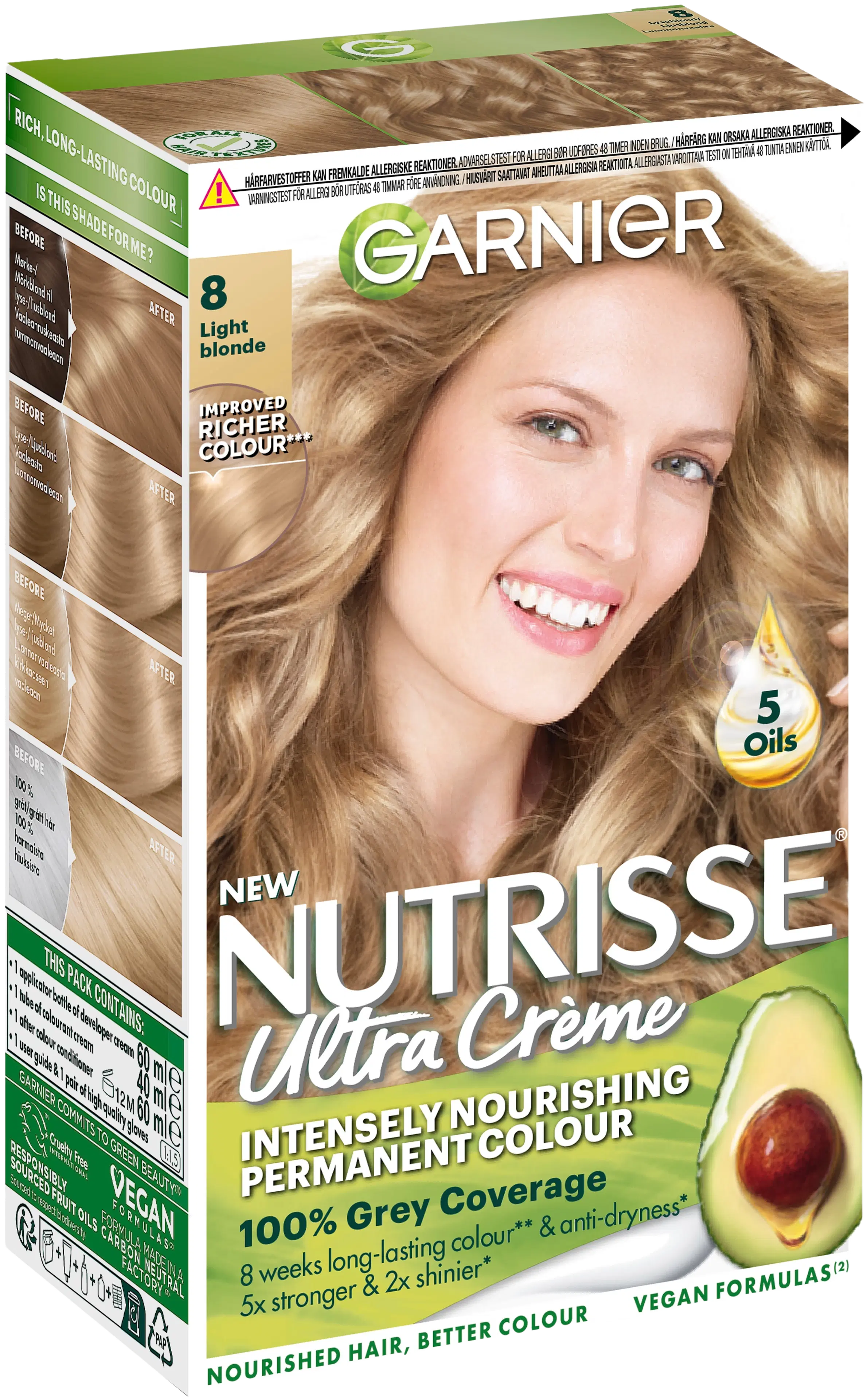 Garnier Nutrisse Ultra Creme 8.0 Light Blonde Luonnonvaalea kestoväri  1kpl