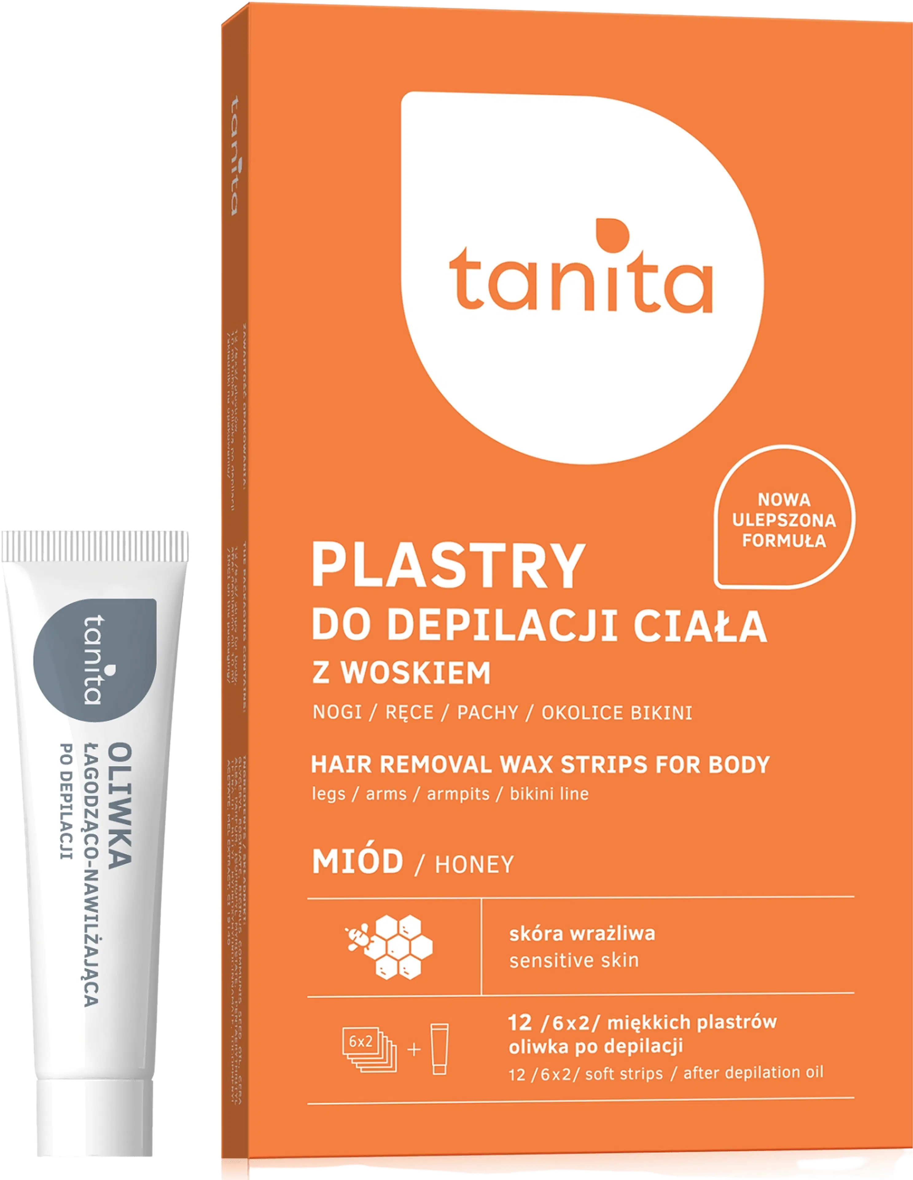TANITA Hair Removal Wax Strips For Body Honey 6x2pcs