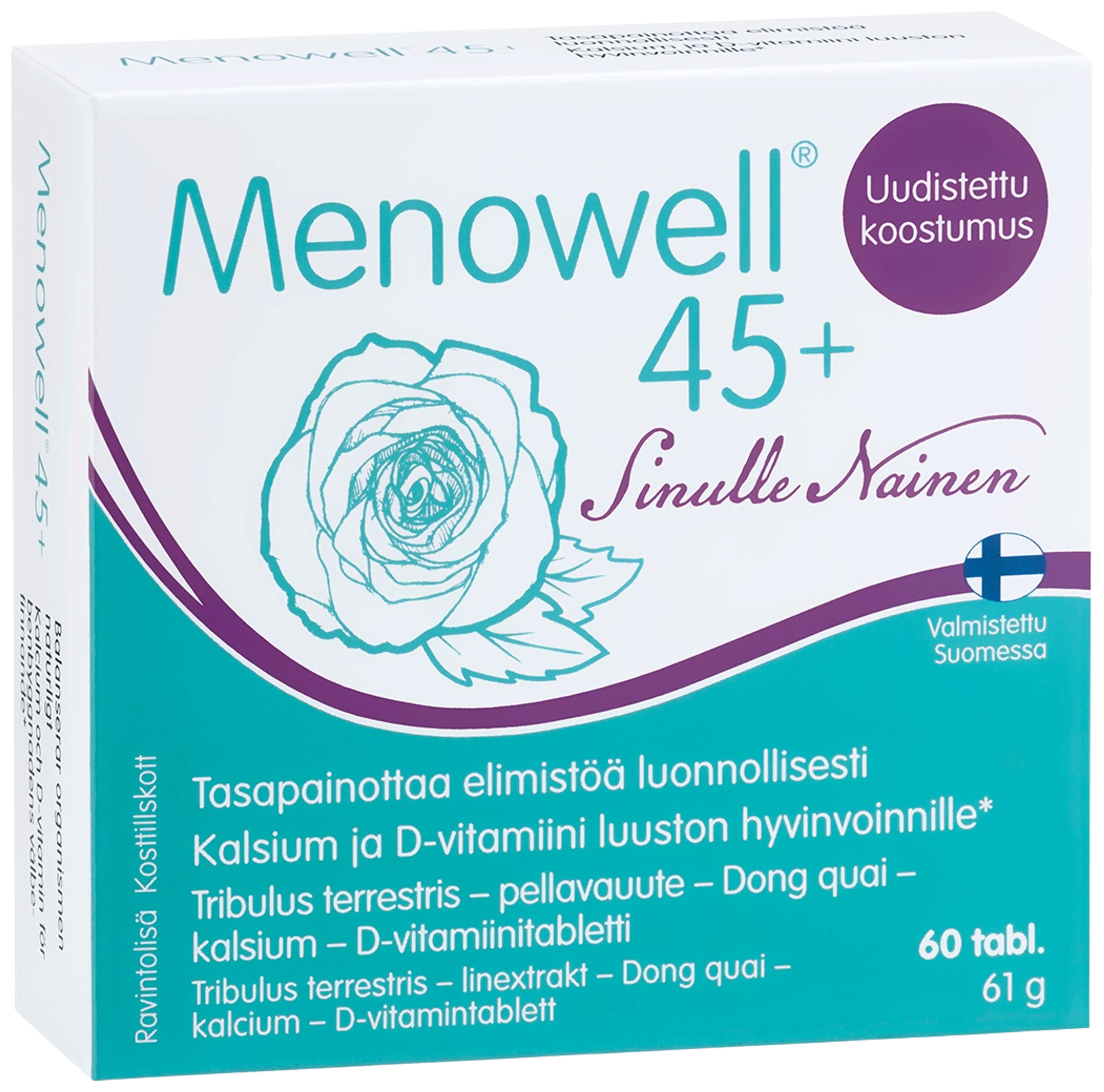 Menowell 45+ Tribulus terrestris – flax extract – Dong Quai – calcium – vitamin D 60 tabl