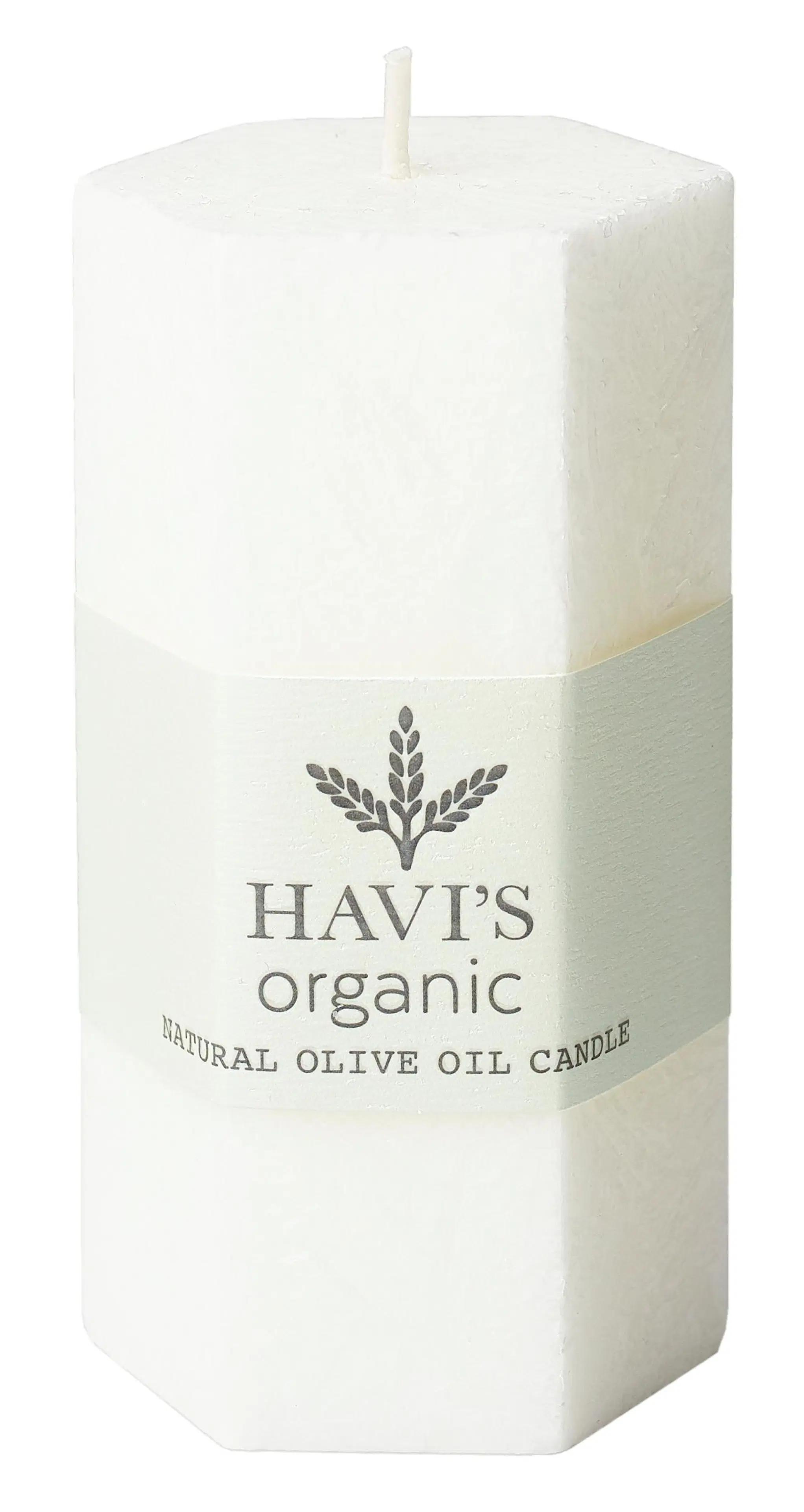 Havi´s oliiviöljy steariini pöytäkynttilä  Hexagon valkoinen 5x10cm 1kpl 17h